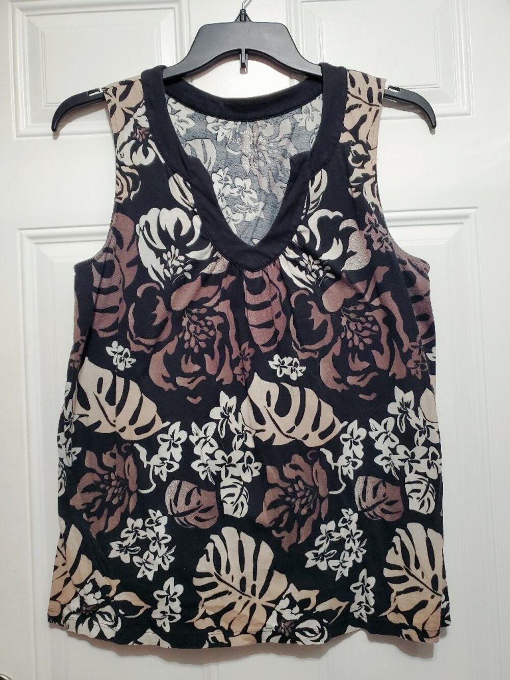 Tropical Palm Leaf Sleeveless Shirt Sonoma Life Style size XL